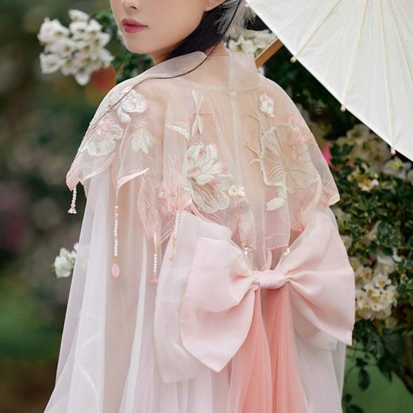 Dresses & Skirts - Pink Floral Embroidered Gradient Maxi Gown Set | Women Traditional Dress #1107